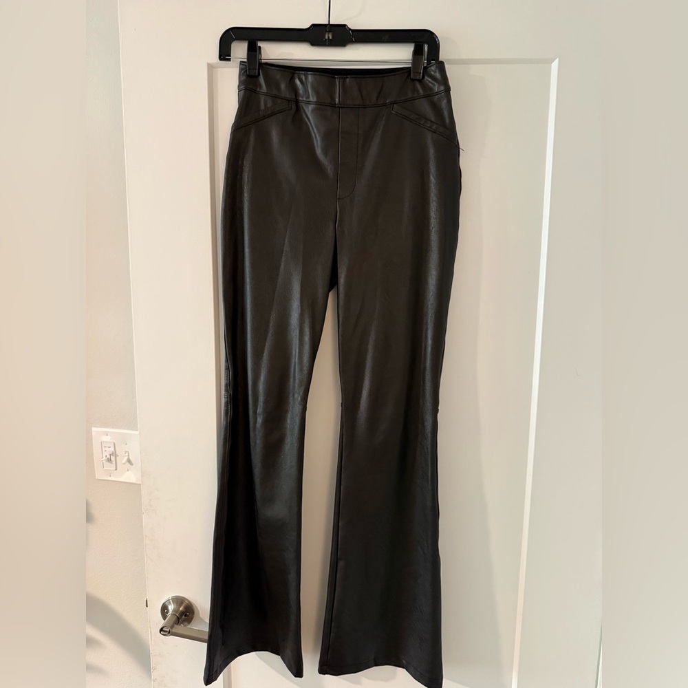 SPANX Black Flare Faux Leather Pants - Picture 4 of 9